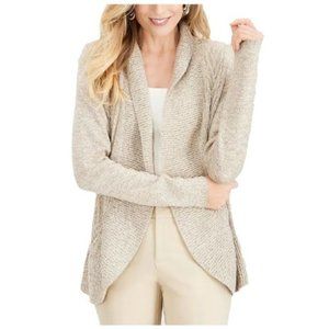NEW! Karen Scott beige marl open front Turbo Cardigan Cocoon Sweater Petite Size